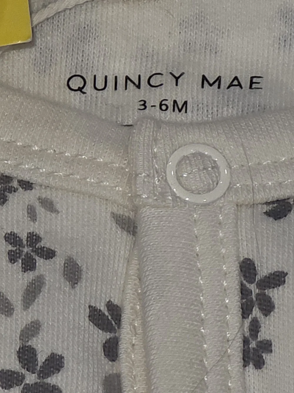 Quincy Mae Cream Footed One-Piece with Gray Floral Print